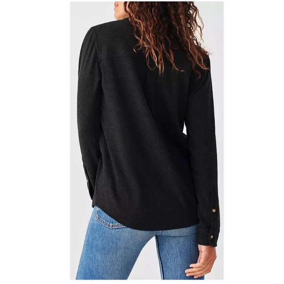 NWT Faherty Black Women's Button-Front Sweater Shirt - Picture 2 of 5